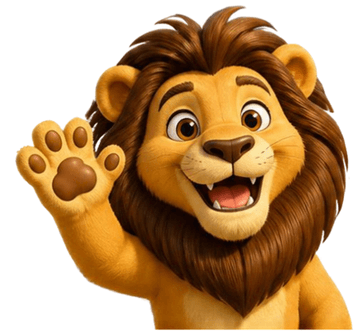 León, la mascota del transporte, saludando